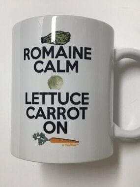 Vegan Coffee Mug Romaine Calm Lettuce Carrot On Tea Cup Ceramic Veggies Retro